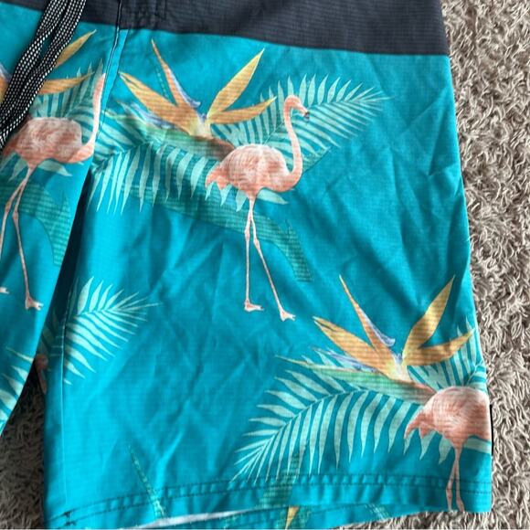Ocean Current Gray / Blue Flamingo Swim Trunks Size 36 - Picture 9 of 10